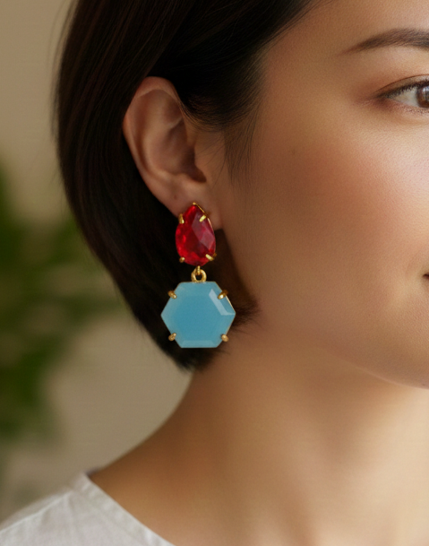 Polished stone earrings