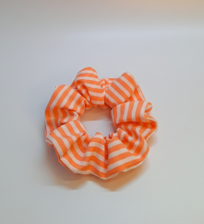 Peach stripes scrunchie
