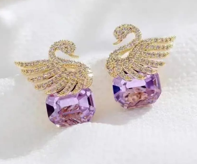 Purple Swan Earrings π