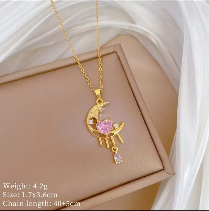 Moon & Hearts Charms Pendant