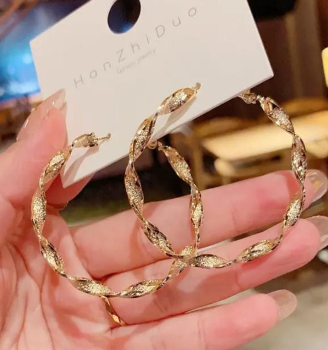 Twisted Golden Hoops