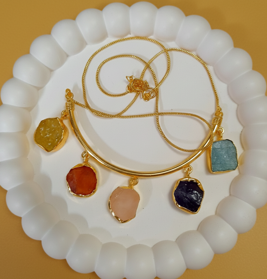 Raw rough stone necklace