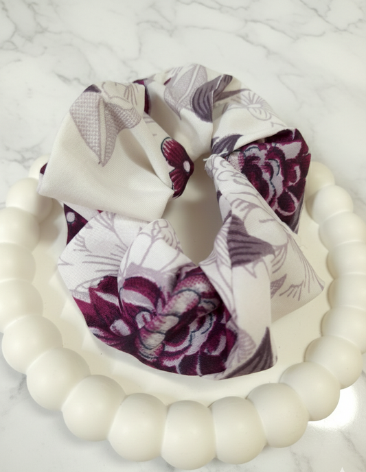 Violet rose print scrunchie