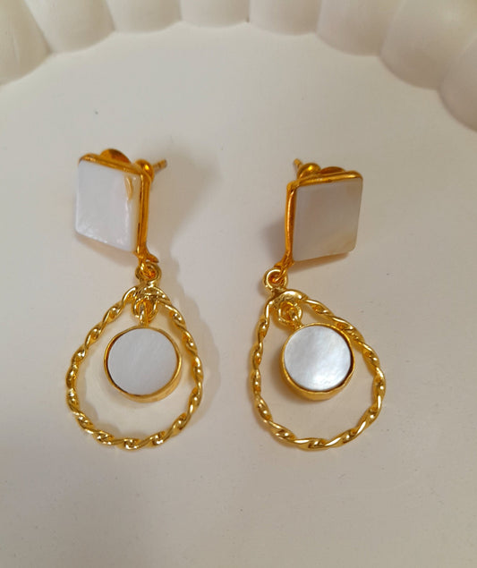Mother of pearl & brass earrings