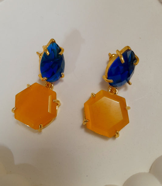 Polished Cut Stone Earrings