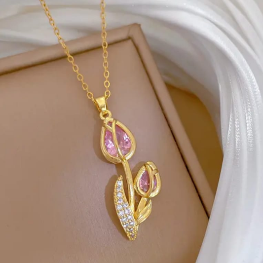 Pink Crystal Tulip Pendant