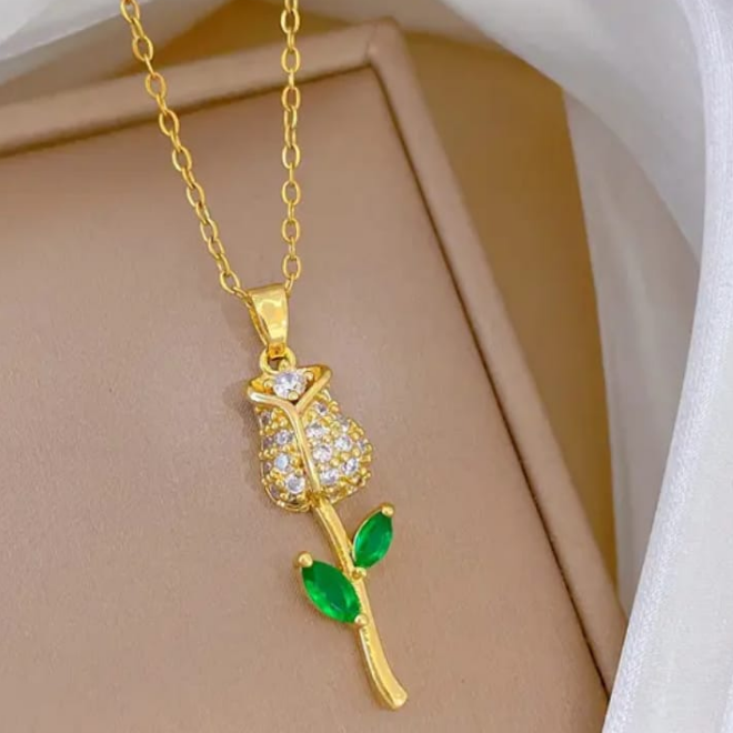 Glass Stone Tulip Pendant