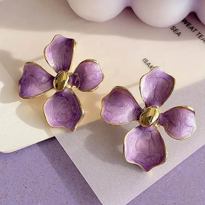 Purple Enamelled Earrings