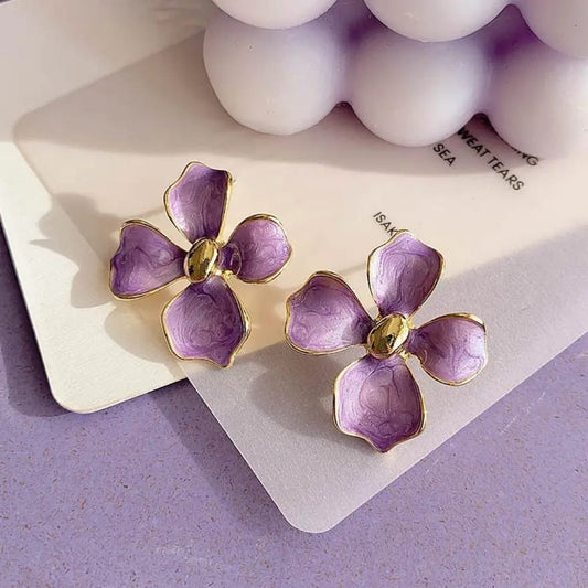 Purple Enamelled Earrings