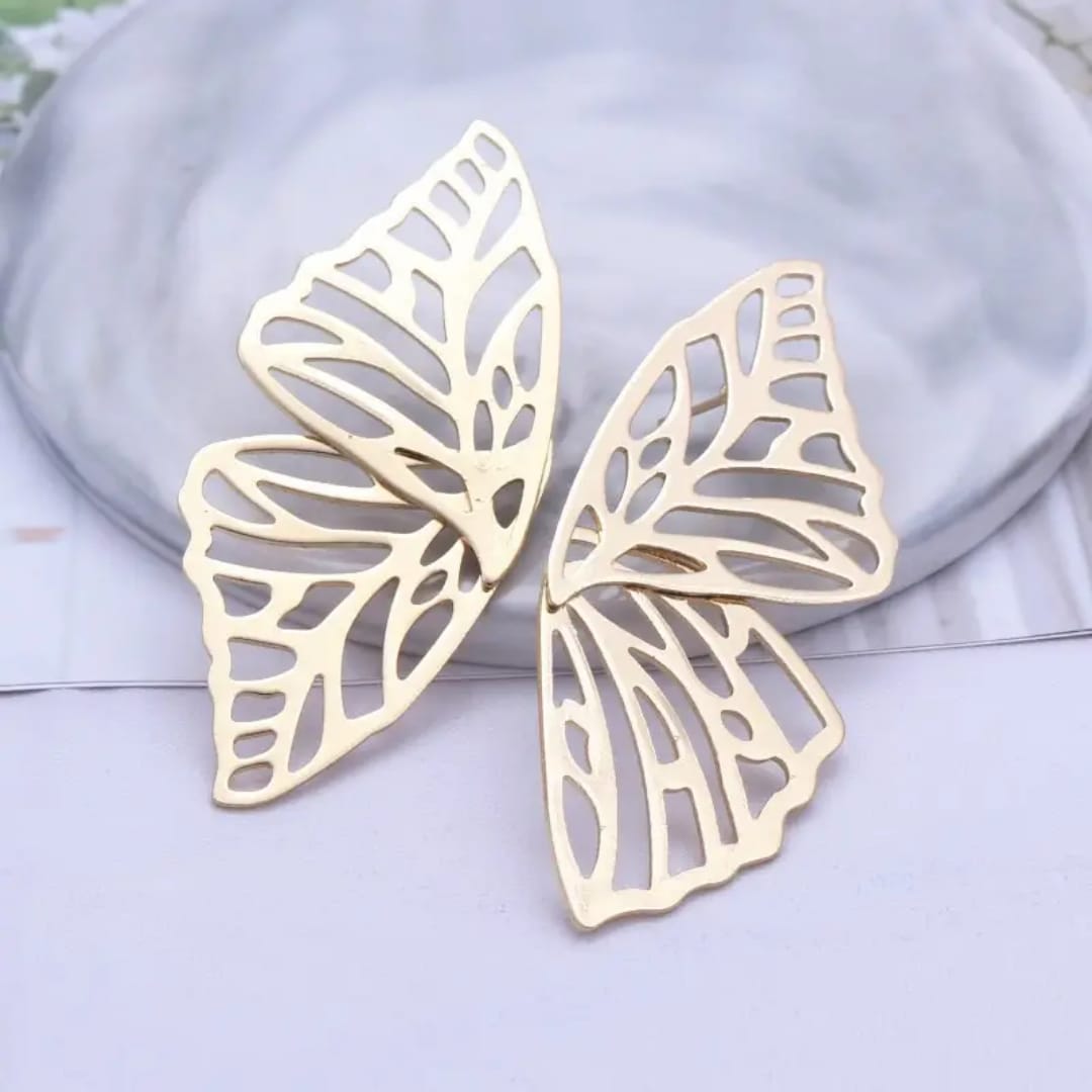 Golden Mesh Butterfly Earrings