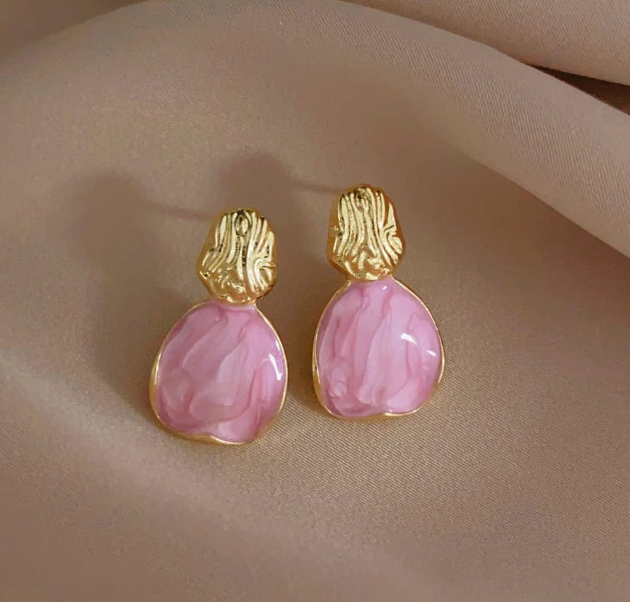 Pink Enamelled Studs