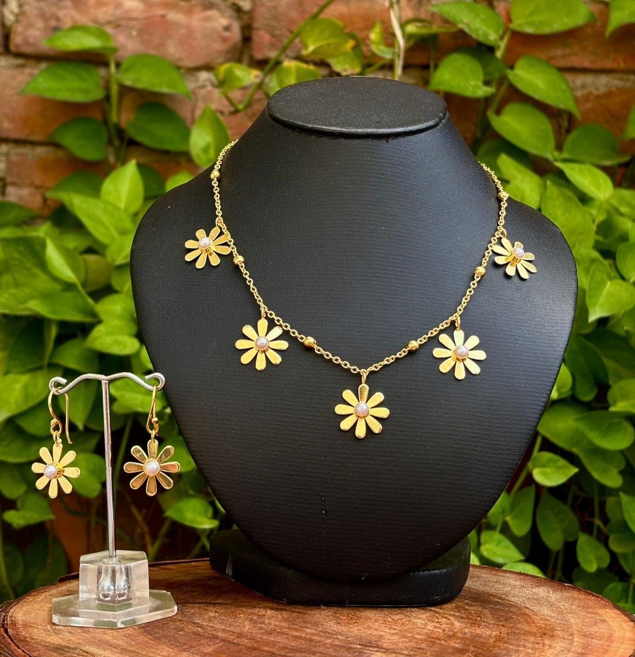 Floral Brass Necklace