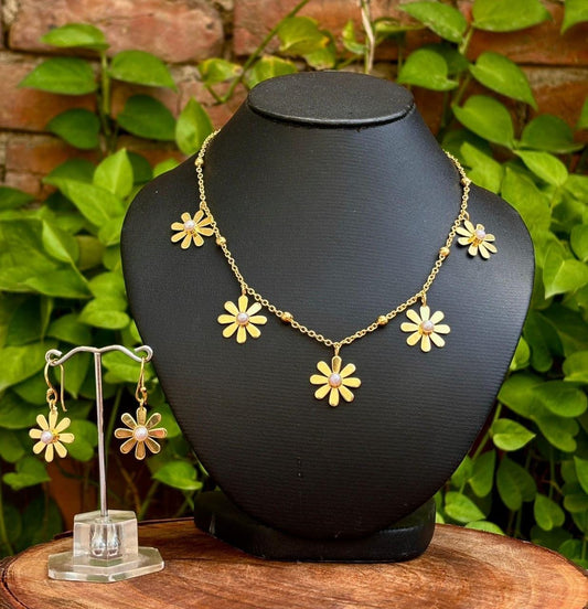 Floral Brass Necklace