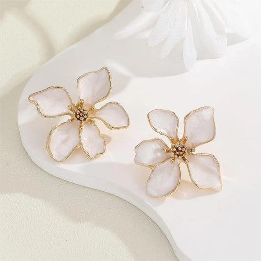 White Floral Earrings