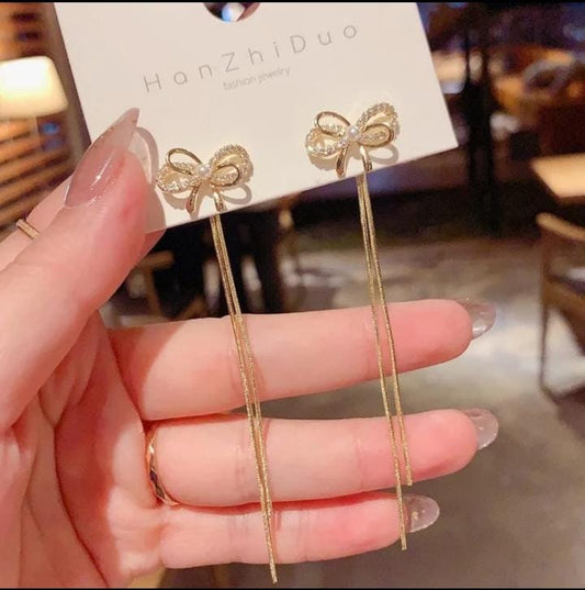 Long Ribbon Chain Earrings